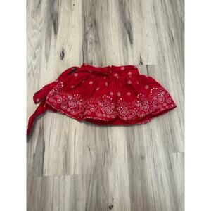 Osh Kosh Bgosh Girls Red Paisley Patterned Skirt 100% Cotton Sz 6 Lined tie